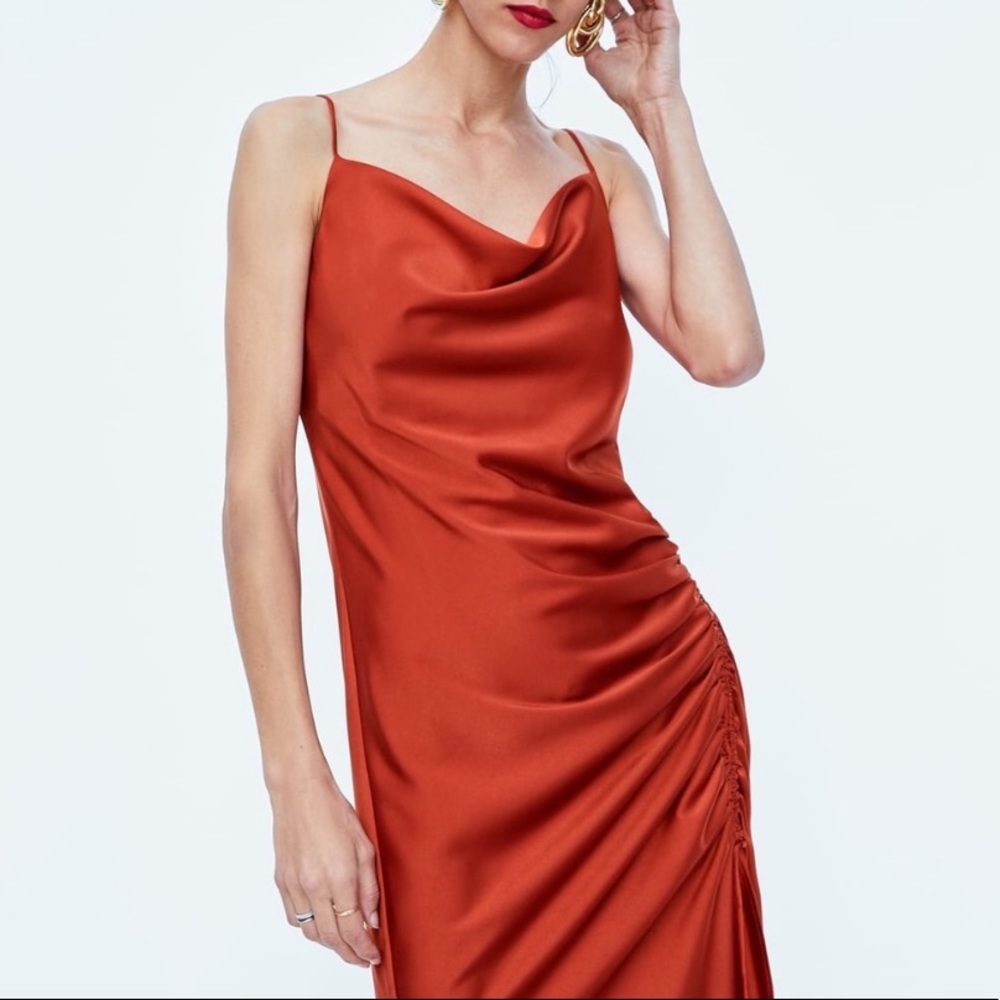 NWOT ZARA RUST SLIP DRESS